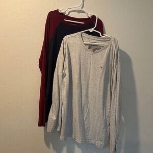 Two Tommy Hilfiger Boy’s  Maroon and Gray Long Sleeve Shirts